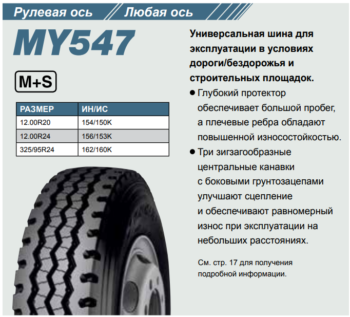 Грузовая шина Yokohama MY547 325/95 R24, универсальная ось